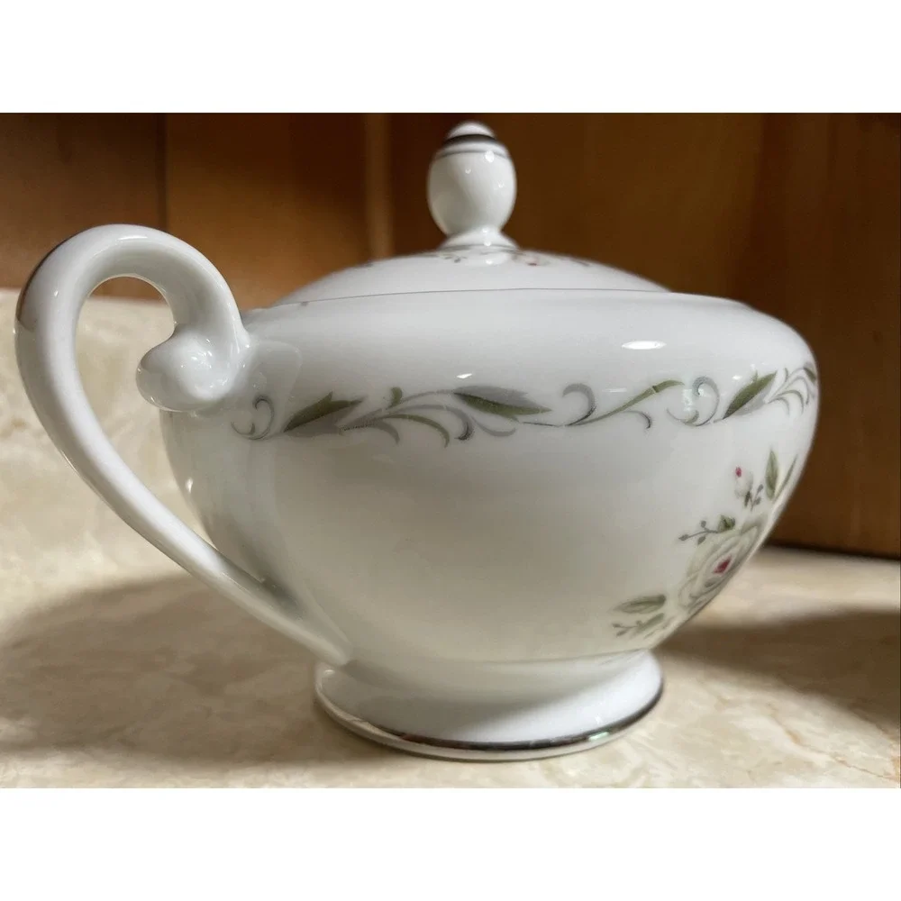 Vintage Romance Diamond China Sugar‎ Bowl With Lid And Creamer- Made In Japan